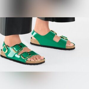 Birkenstock Milano Big Buckle High Shine  Green Size 8